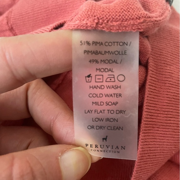 Peruvian Connection Gabrielle Pants In Coral Pima Cotton And Modal Size Small - Picture 8 of 8